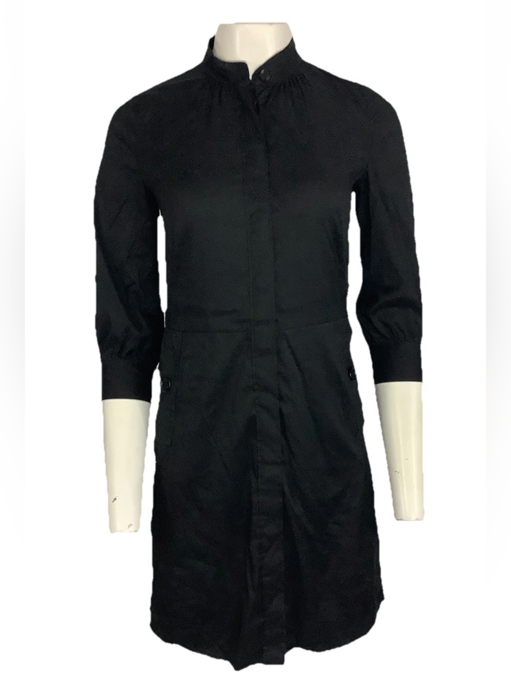 Armani Exchange Sz 0 Button Front Business Casual Classic Black Shirt Dress